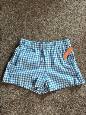 Colsie Blue and White Gingham Women’s Elastic Waist Shorts